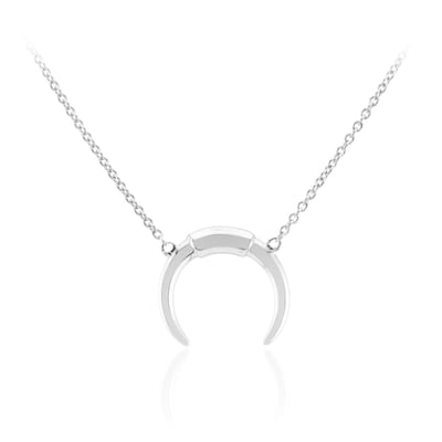 Cavill - Zilveren Halsketting - 925 Sterling Zilver Geplatineerd - Halve Maan Hanger - Elegant Minimalistisch Ontwerp - 45,7 cm