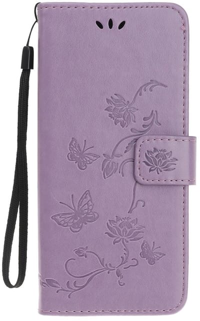 Coverup Bloemen & Vlinders Book Case - Geschikt voor iPhone 12 Hoesje - Paars