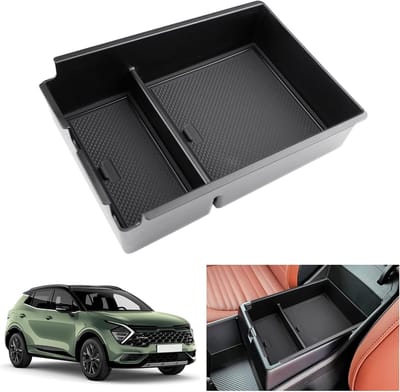 Center Console Opbergdoos voor Kia Sportage NQ5 (2022-2025) - Organiser voor Armsteun en Handschoenenvak, Zwart, Ideaal voor Auto Accessoires en Interieurverzorging