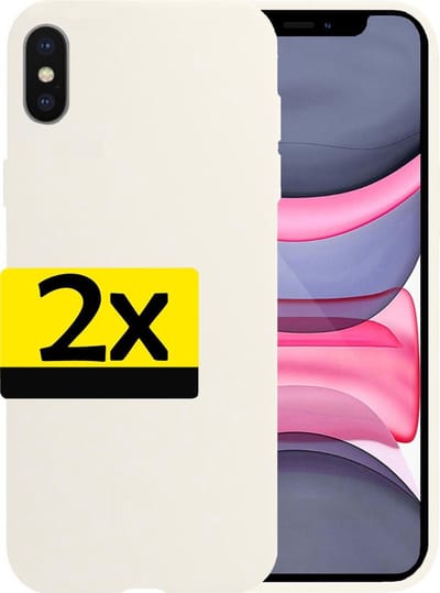 Hoesje Geschikt voor iPhone X Hoesje Siliconen Case - Hoes Geschikt voor iPhone X Hoes Siliconen - Wit - 2 Stuks
