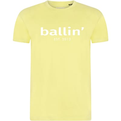 Heren Tee SS met Ballin Est. 2013 Regular Fit Shirt Print - Geel - Maat 3XL