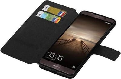 Cross Pattern TPU Bookstyle Wallet Case Hoesje Geschikt voor Huawei Mate 9 Zwart