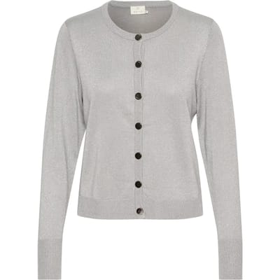 Kaffe Vest Karegina Cardigan 10509310 Grey Silver Metallic Dames Maat - M