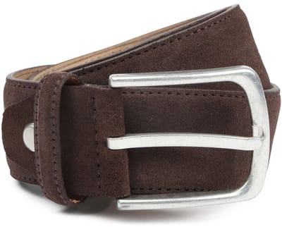 Suitable Riem Suède Leer Bruin - Maat 85 - Heren leren broekriem / broeksriem - Ceintuur - Riem casual