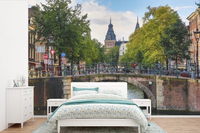 Behang - Fotobehang Amsterdamse architectuur aan de Spiegelgracht - Breedte 360 cm x hoogte 240 cm