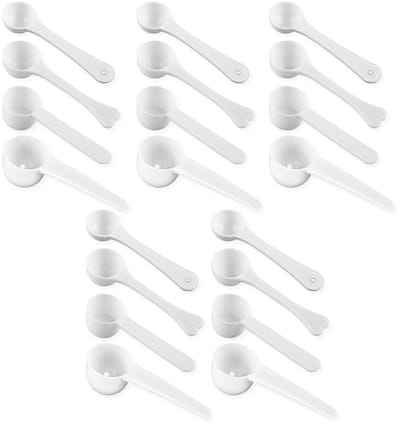 Dailygoods- Meetlepels Set van 20 - Maatlepels voor Meel/Koffie/Melkpoeder - Kunststof - 1G/3G/5G/10G - Duurzaam en Veilig
