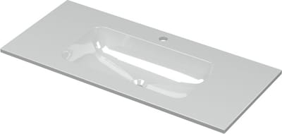 INK® Aspekt wastafel porselein midden met 1 kraangat, 100x45x1,5cm, glans wit