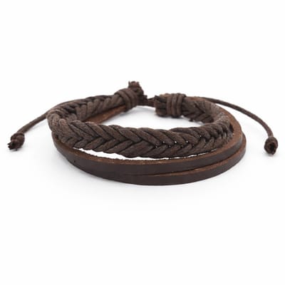 Bruine armband van leer met schuifknoop
