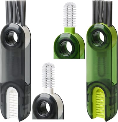 Dailygoods - 3-in-1 multifunctionele reinigingsborstel, spleetreinigingsborstel voor waterflessen, waterflessen, reinigingsborstel, dekselspleten, reinigingsborstel voor kopjes en flessen