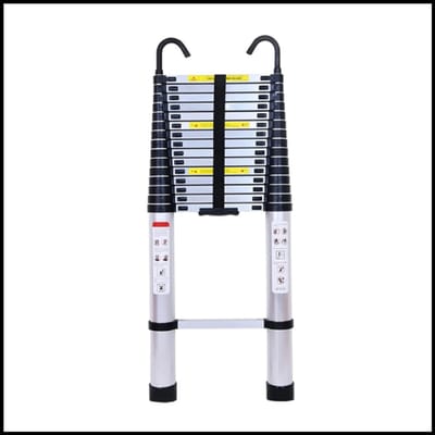 Uitschuifbare ladder 6.2 m – Telescopische vouwladder – Aluminium constructie – Antislip poten – Vergrendelbare treden – Inklapbaar ontwerp – Draagbaar – 150 kg draagvermogen – Met afneembare haken