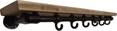Steigerbuis Kapstok Zwart - 90cm - 6 Haken - Bovenplank Steigerhout