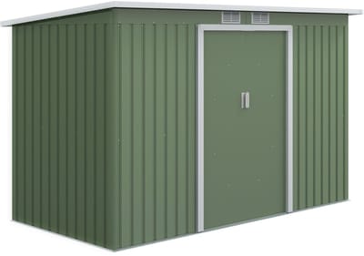 Clruro Tuinhuis - 280 x 130 x 172 cm - met schuifdeuren en ventilatie - Staal - Lichtgroen