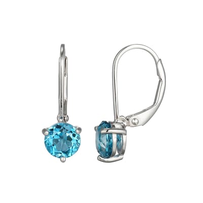 Cavill - Zilveren Oorbellen met London Blue Topaas - 925 Sterling Zilver met Rhodiumlaag - 1,465 ct Briljant Rond - Elegante Oorbellen Dames