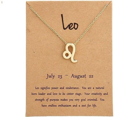 Bixorp Stars Leeuw / Leo Ketting - Goudkleurige Ketting op Cadeau Kaartje - Sterrenbeeld / Zodiac Hanger