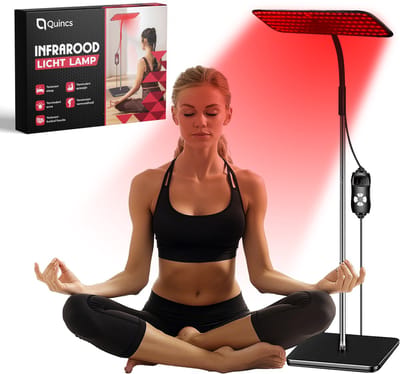 Quincs® infraroodlamp - Rood Licht Therapie voor Spieren en Gewrichten - Lichttherapie - Warmtelamp - Red Light Therapy - Infrarood en ver-infrarood - In hoogte verstelbaar 53cm tot 152cm