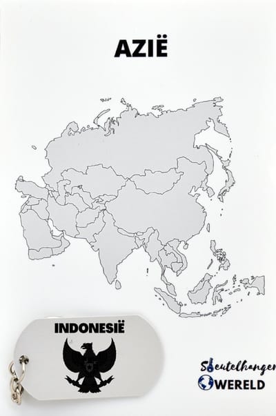 Indonesië Sleutelhanger inclusief kaart – Indonesië cadeau – beste land- Leuk kado voor je Vriend om te geven - 2.9 x 5.4CM