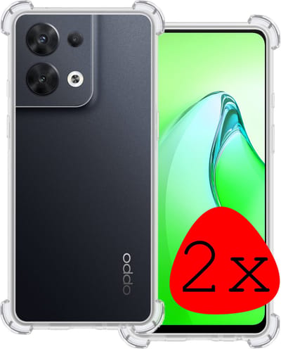 Hoesje 2 Stuks - Geschikt voor OPPO Reno 8 Pro - Sterk & Shockproof - Siliconen Case - Back Cover - Telefoon Hoes Shock Proof - Transparant