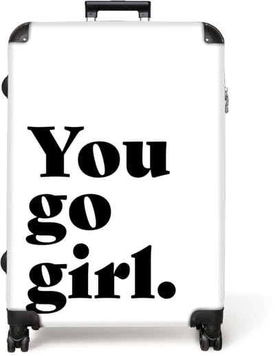 NoBoringSuitcases.com® - Koffer groot - Reiskoffer lichtgewicht - Quote - You Go Girl - Meisje - Spreuk - Rolkoffer met 4 wielen - Grote trolley XL - 98 liter bagage