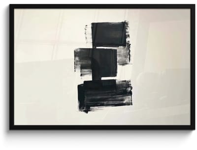 Poster in lijst - Fotolijst 90x60 cm - Posters - Rechthoeken - Penseelstreken - Abstract - Zwart - Posterlijst zwart - Decoratie - Wanddecoratie woonkamer - Muurdecoratie slaapkamer