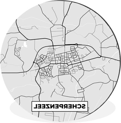Wandcirkel Plattegrond - Muurdecoratie Kaart - Woonkamer Aankleden - Duurzaam Dibond Materiaal - 140x140 cm - Zwart Wit