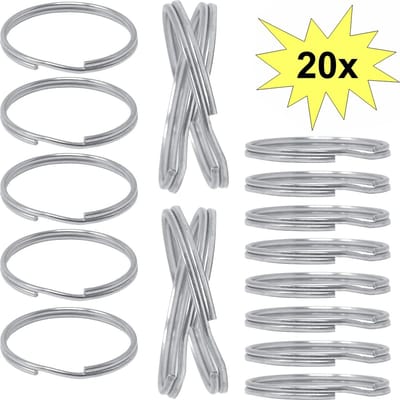 Fako Bijoux - Sleutelring - 25mm - Sleutelringen - Staal - Basic - Zilver - 20 Stuks