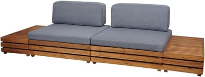 Tuinset MCW-L28, loungeset zitgroep loungestoel bank, Spun Poly acaciahout MVG ~ bekleding donkergrijs
