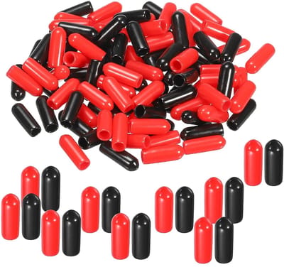 Dailygoods - Rubberen Eindkappen - Draadbeschermers - Flexibel en Duurzaam - Zwart Rood - Voor Schroeven en Kabels - 100 Stuks