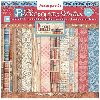 Stamperia - Vintage Library Maxi Background Selection 12x12 Inch Paper Pack (SBBL133)