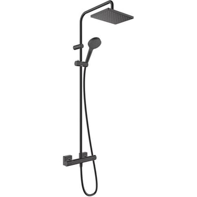 hansgrohe Vernis Shape - Showerpipe - EcoSmart waterbesparend - 230mm maat - 1 straalfunctie - Mat Zwart - Met thermostaat