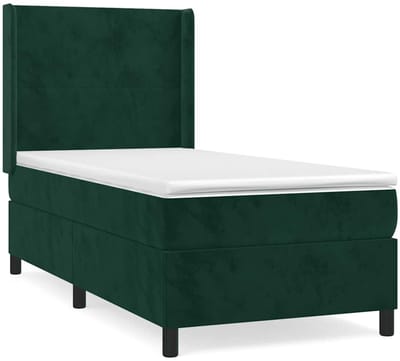vidaXL - Boxspring - met - matras - fluweel - donkergroen - 90x200 - cm