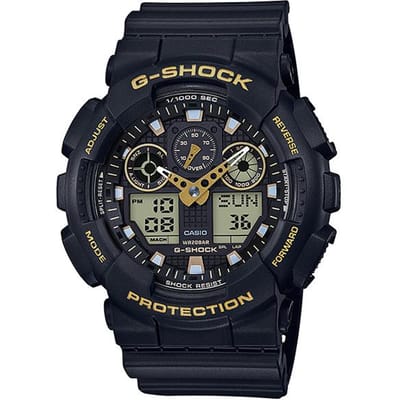 Casio Heren Resin 200M Waterbestendig Digitaal Schokbestendig Kwarts Horloge GA-100GBX-1A9 zwart