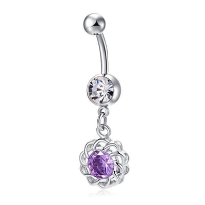 Aramat Jewels | Navelpiercings | Prachtige Paarse Zirkonia Navelpiercing zilverkleur | | | |10mm | Staal | Volwassenen | Verkleurd niet