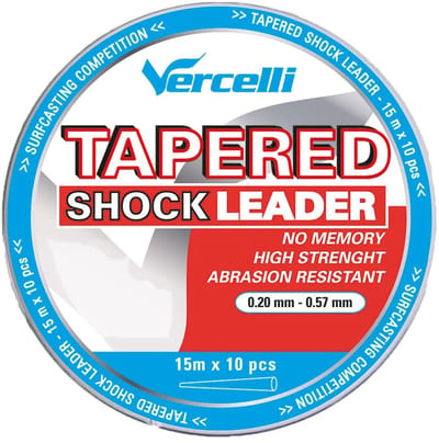 Vercelli Shock Taps Toelopende Onderlijn 15 M 10 Eenheden Transparant 0.160-0.570 mm