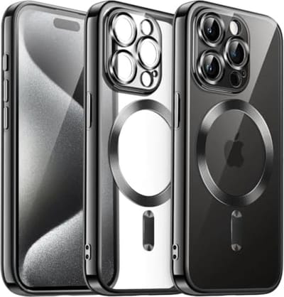 Zachte Doorzichtig Case voor iPhone 15 Pro 6,1-Inch, Camera Lens Volledige Bescherming, Compatibel met MagSafe Draadloos Opladen, Schokbestendige Gegalvaniseerde TPU Hoesje Cover