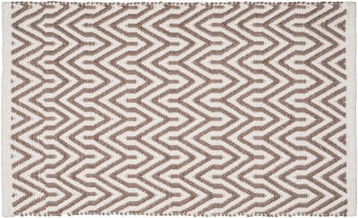 Famanu – Set van 1 stuk badmat van gerecycled materiaal antislip wasbaar 50 x 80 cm bruin wit