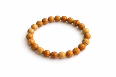 Hout Jaspis Armband 8 mm Kralen - 18 cm - Elastische Edelsteen Armband - Bruin Beige Natuursteen