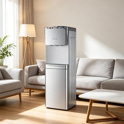 Waterdispenser Staand - Flessenkoeler Warm Koud - Drinken Verfrissen - Kinderslot Roestvrij - 3 & 5 Gallon - Zilver