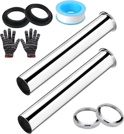 2x RVS Verlengstuk Sifonbuis 300mm Aansluiting 1 1/4 Inch voor Wastafel & Afvoer