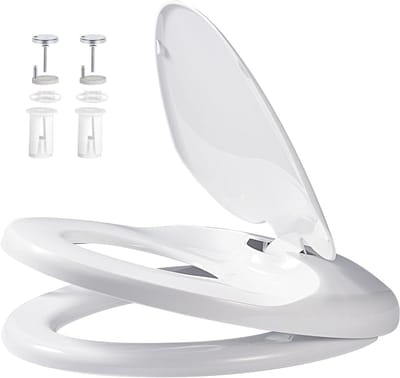 Familie toiletbril - Kindertoiletbril wc-bril - Hygiënisch toiletgebruik - Zachte sluiting kinderverkleiner - Universele O-vorm - Wit