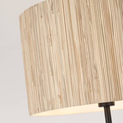 Searchlight Vloerlamp Meadow, zwart, bruin, natuurvezel, staal
