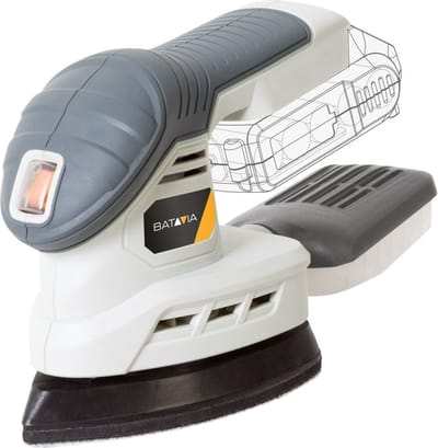 Batavia Accu 18V multischuurmachine - Excl. Accu en Oplader - Prefect werken op randen, hoeken en kleine oppervlakken - Klittenbandsysteem - Stofopvangbox - Maxxpack