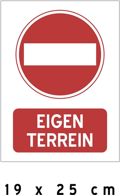 Pictogram/ bord | "Eigen terrein" | 19 x 25 cm | C2 | Verboden toegang voor onbevoegden | Privaat | Privé | Forex | 1 stuk
