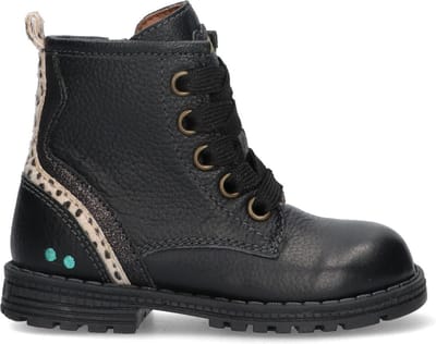 BunniesJR Tina Trots Meisjes Biker Boots - Zwart - Leer - Veters