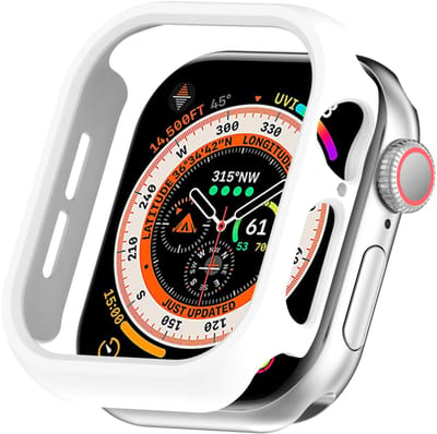 By Qubix - Hard case 42mm (open front) - Wit - Geschikt voor Apple Watch 42mm (series 10) hoesje - screenprotector - Bescherming iWatch - Bescherm hoesje