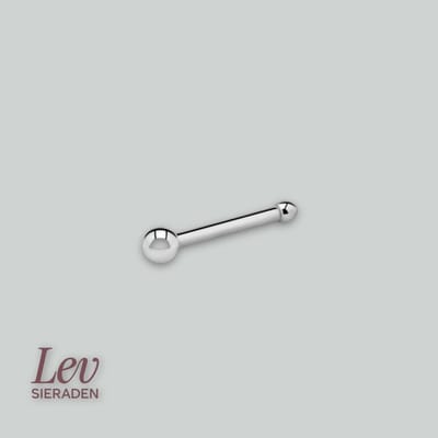 Lev Sieraden - kogel neusknopje met zirkonia - 925 Zilver