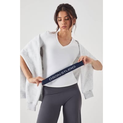 Dames DSGN Studio Ultra Sculpt V-hals Korte Mouwen Top | White | Maat: XS