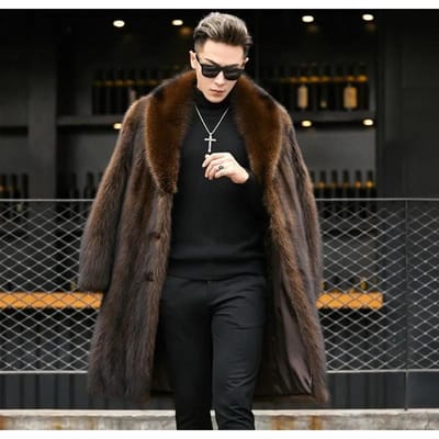 Nieuwe Lange Jas van Imitatiebont voor Heren Herfst Winter Nieuwe Heren Imitatie Vossenbont Hoge Kwaliteit Vest Kleding S black