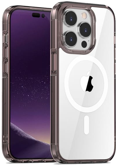 geschikt voor iPhone 14 Plus Shockproof Hoesje Geschikt voor Magsafe - Schokbestendige case met Magneetring - Magsafe Compatible geschikt voor iPhone 14 Plus Hoesje transparant/zwart