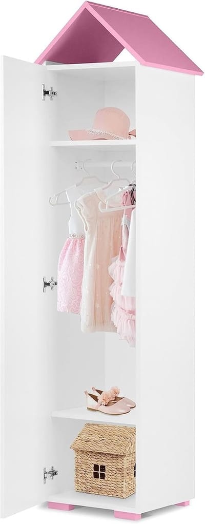 Kinder Garderobe - Meubel Huis - Kinderkamer Opbergen - Stabiele Constructie - 190x47x46 cm - Roze