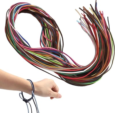 60 Stuks Leren Armbanden en Koorden voor DIY Sieraden, Armbanden en Kettingen in 60 Kleuren, 1m per Kleur